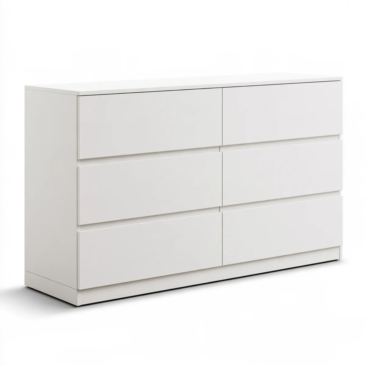 White Engineered Wood 6-Drawer Dresser, 60 x 18 x 30 in