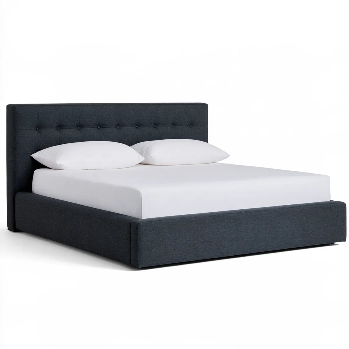 Queen Storage Bed Frame, 64 x 87 x 49 in, Charcoal Gray Polyester Upholstered Rectangular Bed